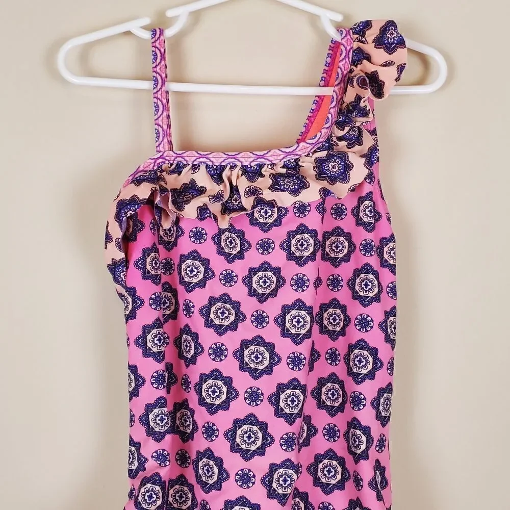 Breaking Waves Girls One Shoulder Swimsuit